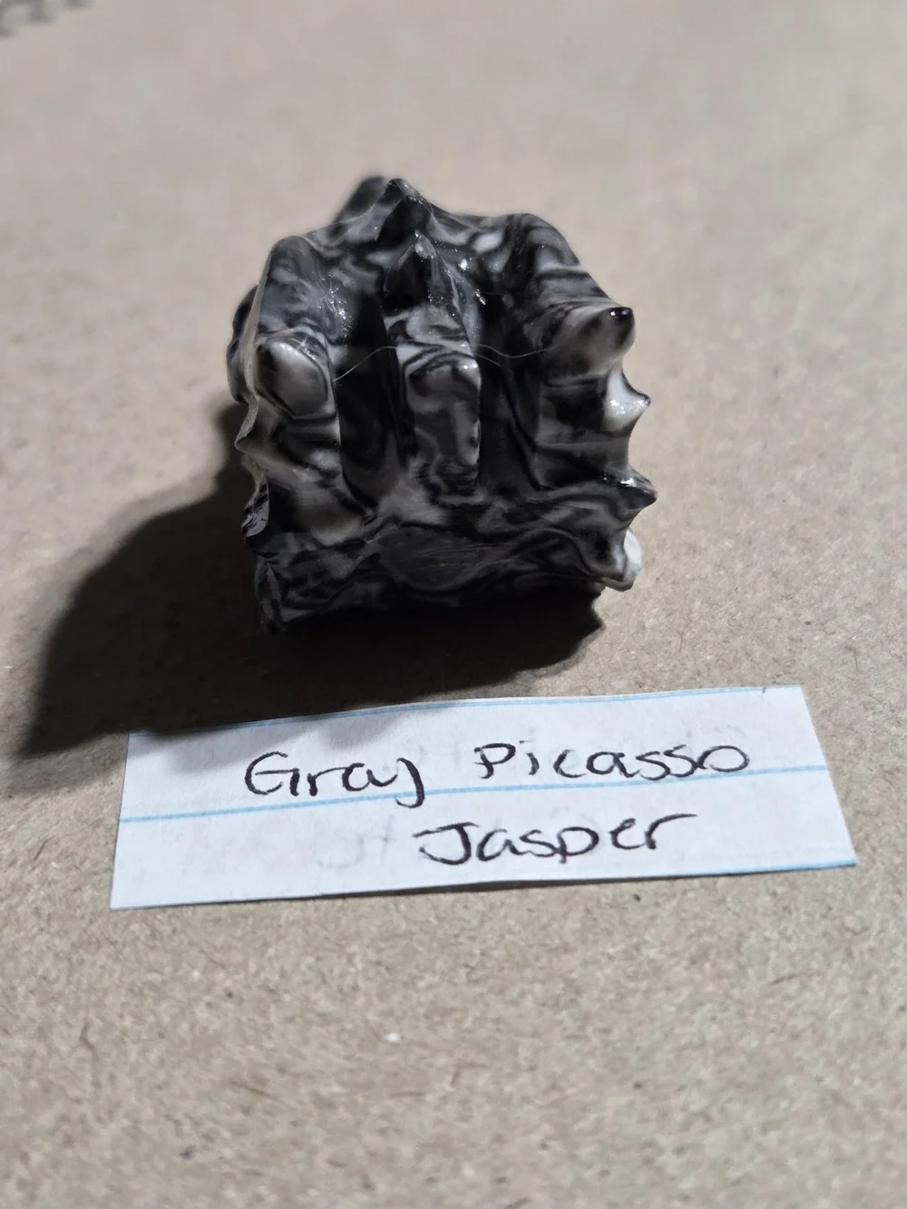 Detailed Picasso Jasper Crystal Carved Dragon Head Stone Sculpture Decor